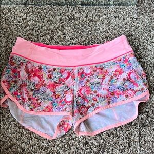 Floral Pink Women's Lululemon Speed Up Shorts
